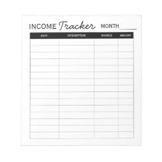Inkomstspårare för professionell anpassningsbar fö anteckningsblock