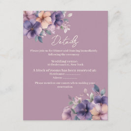 Inköp, rosa blommor på Bröllop-inhägnadskort Tilläggskort