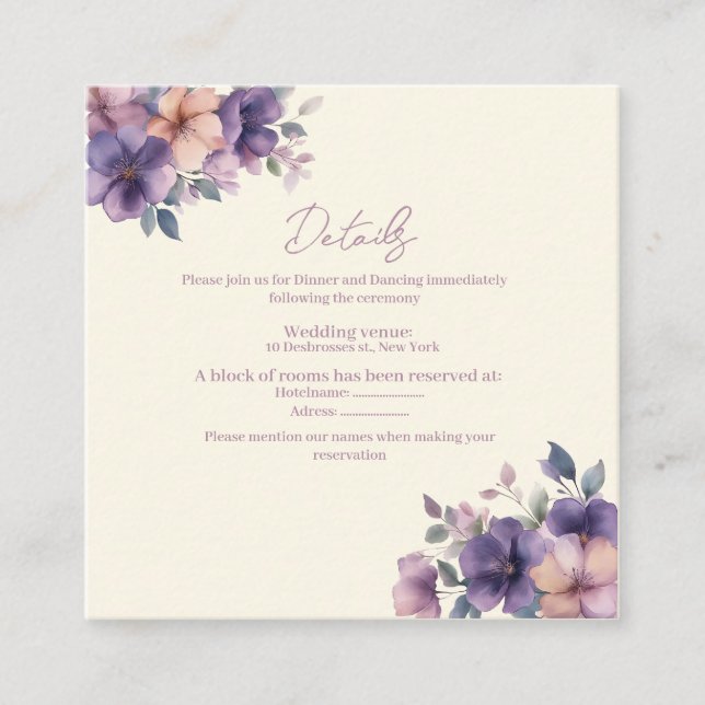 Inköp, rosa blommor på Bröllop-inhägnadskort Tilläggskort (Framsida)