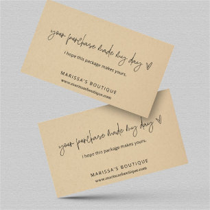 Inköpet som gjordes på Tack-dagen i Paket infogar Visitkort