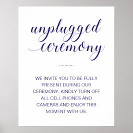 Inkopplad Ceremony Elegant Navy Blue Bröllop-skylt Poster