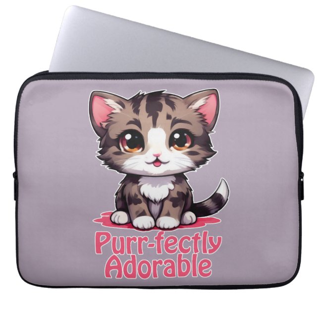 Inköpt-fullkomligt välkommen Chibi Kawaii Kitten p Laptop Fodral (Framsidan)