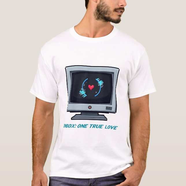 Inkorgen 1 Äkta kärlek - Retro Computer Romantik T Shirt (Framsida)
