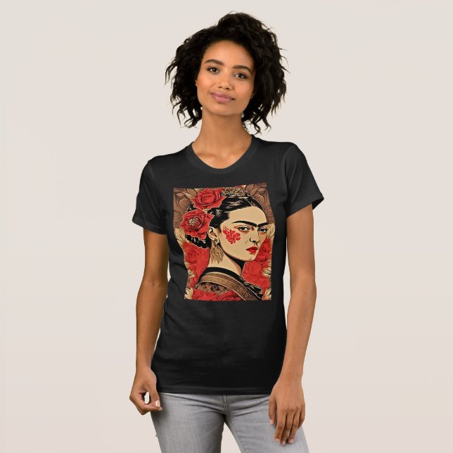 InkPunk Frida Kahlo T-Shirt - fet och konisk (Hel framsida)