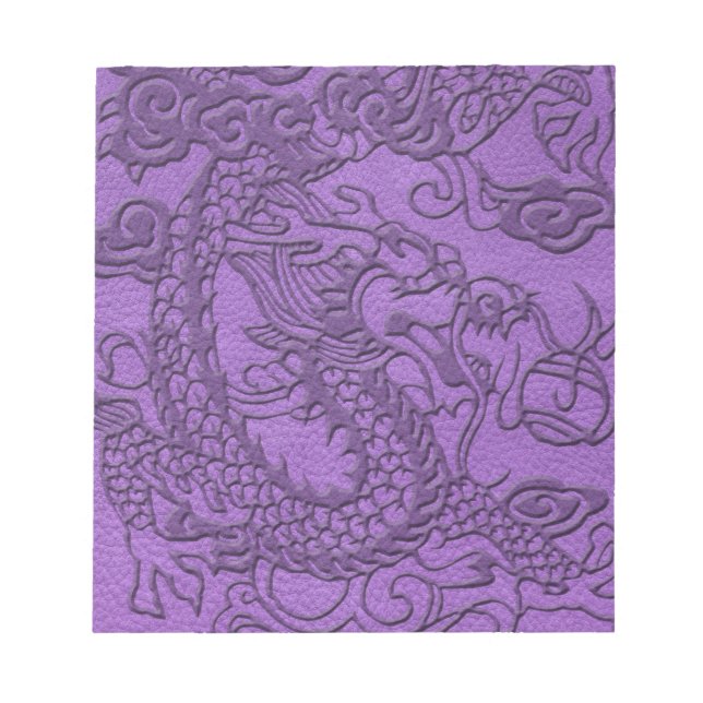 Inkräktad dragon på Lila läderutskrift Anteckningsblock (Framsida)