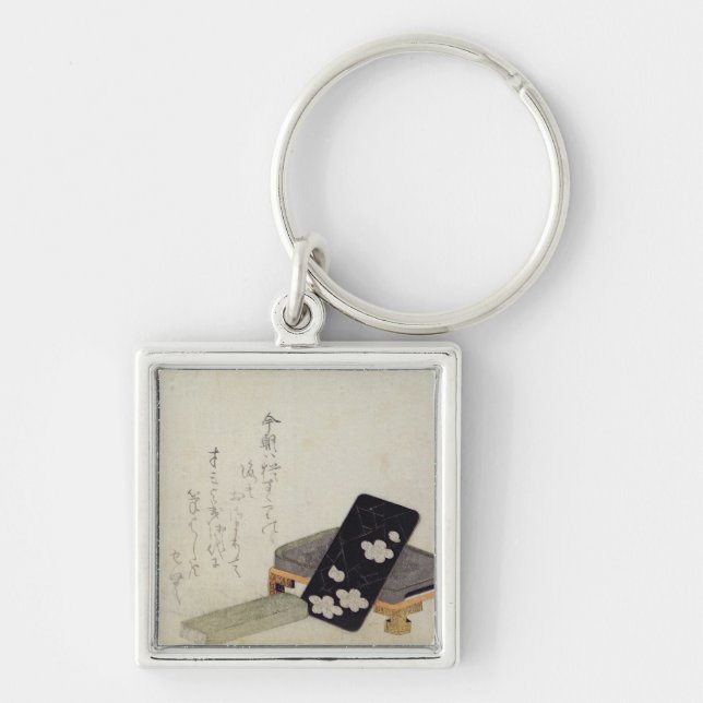 Inkstone Fyrkantig Silverfärgad Nyckelring (Framsidan)