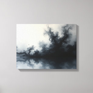 Inkstorm – Monokrom Abstrakt Fluidkonst 40,6cm x 3 Canvastryck