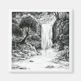 Inktober 2018 Day 21 - Vattenfall i Skogen Magnet