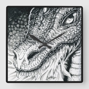 Inktober 2018 Day 3 - Dragon Roast Fyrkantig Klocka