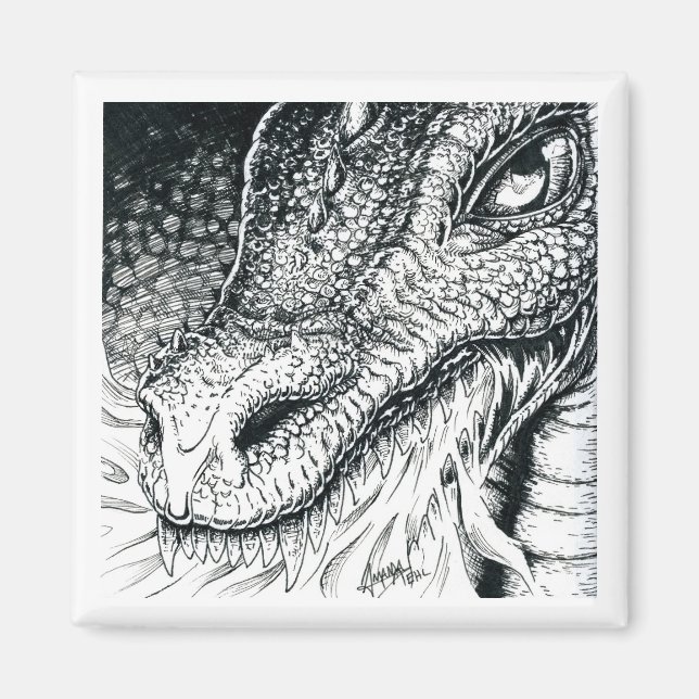 Inktober 2018 Day 3 - Dragon Roast Magnet (Framsidan)