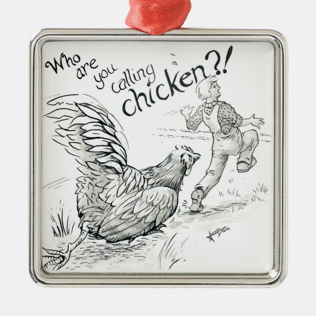 Inktober 2018 Day 5 - Chicken Chase Julgransprydnad Metall (Framsidan)