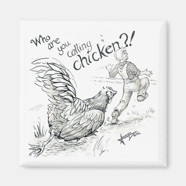 Inktober 2018 Day 5 - Chicken Chase Magnet (Framsidan)