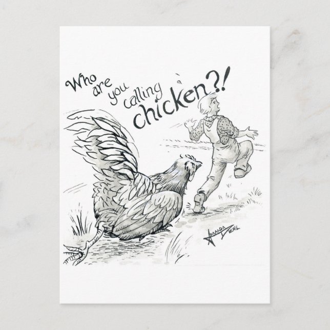 Inktober 2018 Day 5 - Chicken Chase Vykort (Framsida)