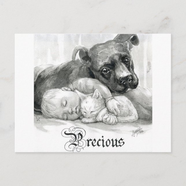 Inktober 2018 Day 9 - Äkta vänner Vykort (Framsida)