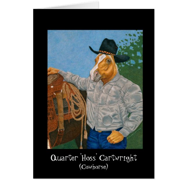 Inkvartera "den Hoss" cartwrighten Hälsningskort (Framsidan)