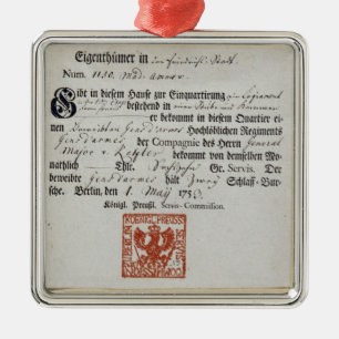 Inkvartera i det civila kupongen, 1759 julgransprydnad metall