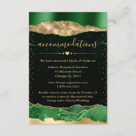 Inkvarteren grönt och Guld Glam Tårar Bröllop Tilläggskort