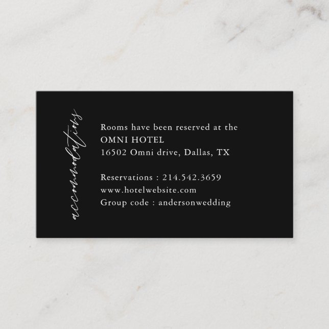 Inkvarteren i Svarta Elegant bröllop Tilläggskort (Framsida)