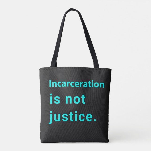 Inkvartering är inte Justice Blue and Black Tote Tygkasse (Baksida)