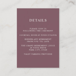 Inkvartering av uppgifter om Etheral Rosa BRÖLLOP Tilläggskort