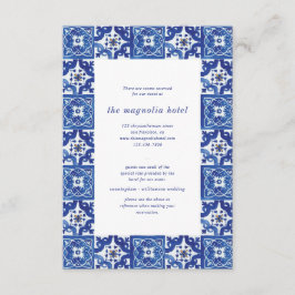 Inkvartering i Bröllop i det moderna blåvita Medel Tilläggskort