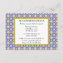 Inkvartering i portugisiska plattor blå Bröllop Tilläggskort