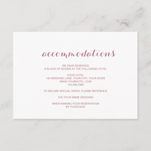 Inkvartering i Ro Guld enkel Elegant bröllop Tilläggskort (Framsida)