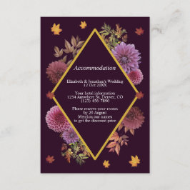 Inkvartering i Romantic Autumn Dahlia Bröllop Tilläggskort