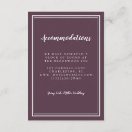 Inkvarteringar - enkel Cassis Lila Detail Bröllop Tilläggskort