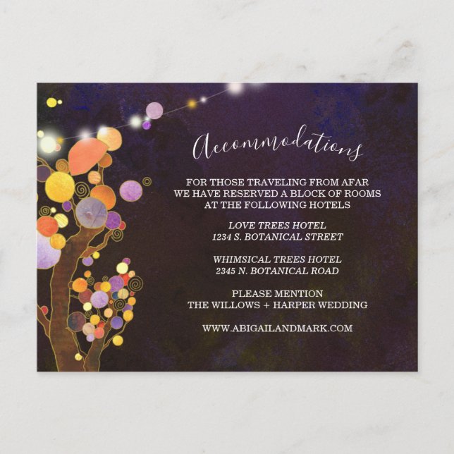Inkvarteringshölje vid djupt Lila Bröllop Vykort (Framsida)