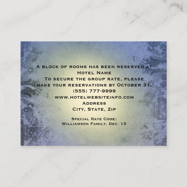 Inkvarteringskort för Blue Lantern Hotel Tilläggskort (Framsida)