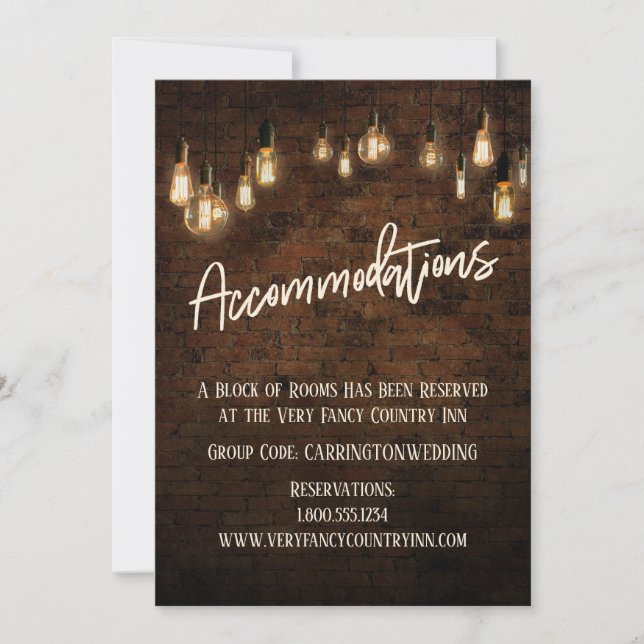 Inkvarteringskort för Brick Edison Ljus Inbjudningar (Framsida)
