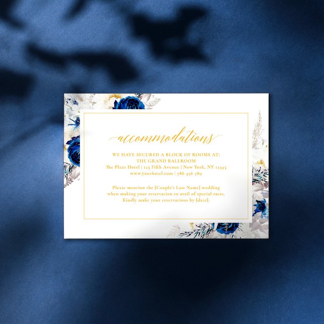 Inkvarteringskort för elegant Blue Gult Bröllop Tack Kort (Skapare uppladdad)