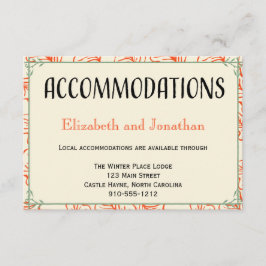 Inkvarteringskort för orange och skaldjur i Bröllo Tilläggskort