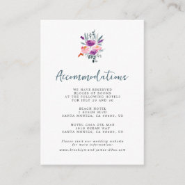 Inkvarteringskort för vattenfärg Blommigt Bröllop Tilläggskort