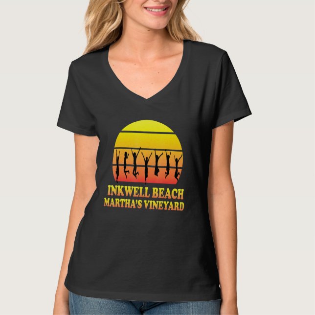 Inkwell Beach Oak Bluffs Marthas Vineyard Morsa Vi T Shirt (Framsida)