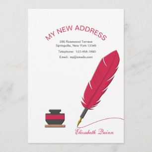 Inkwell och Feather Pen Flytta Announcement Meddelande