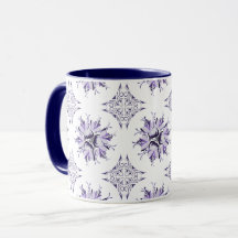 Inky Blommigt Coffee Mugg | Lilac Lila och White