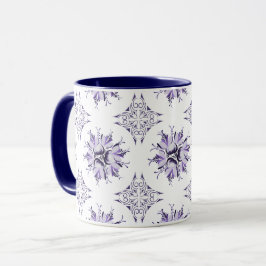 Inky Blommigt Coffee Mugg | Lilac Lila och White