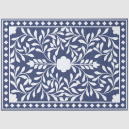 Inky Blue 1 Traditional Bone Inlay Decoupage Paper