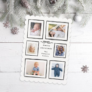 Inky Frames BW Bow God Jul Kollage Foto Julkort