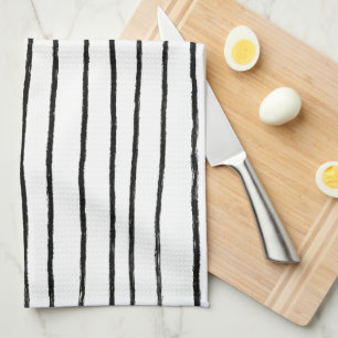 Inky Linjer Chic Hand plockade Rand Black & White Kökshandduk