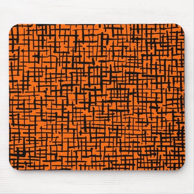 Inky Linjer - svart på Orange Musmatta (Framsidan)