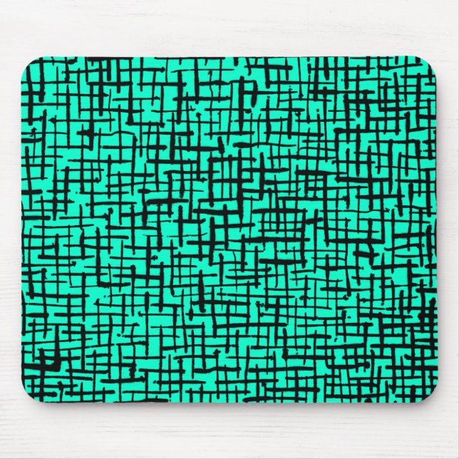 Inky Linjer - Svartvit på turkos Musmatta (Framsidan)