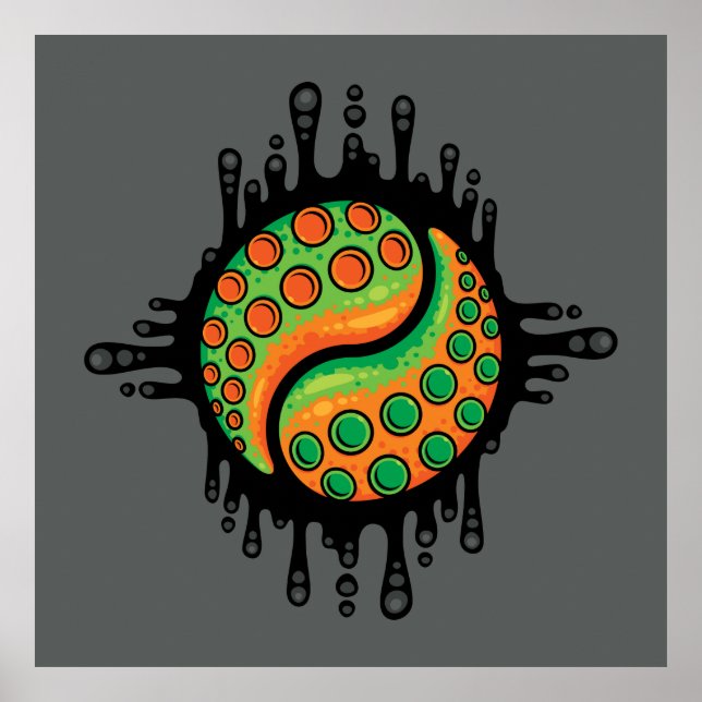 Inky Octopus Tentacle Yin Yang Symbol Poster (Framsidan)