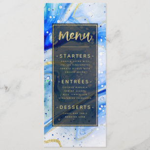 Inky Stänk Blue Marble with Gold foil Dinner Meny
