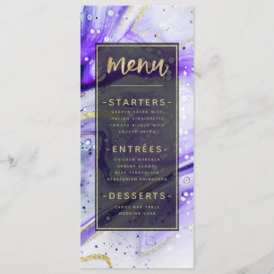 Inky Stänk Lila Marble with Gold foil Middag Meny