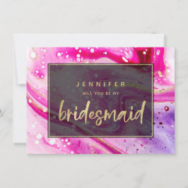 Inky Stänk Rosa Marble Guld Bridesmaid Frieri