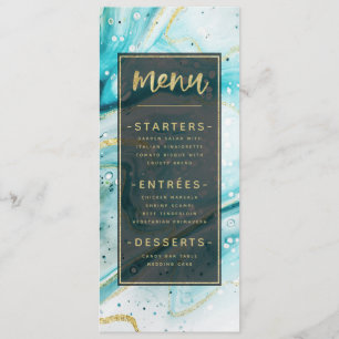 Inky Stänk Teal Marble with Gold foil Dinner Meny