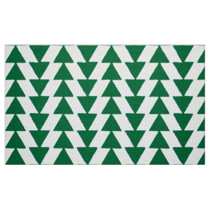 Inky Triangles - Forest Grönt on White Tyg
